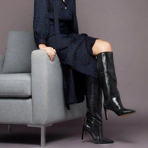 Italian Black Leather Over the Knee Stiletto Boots